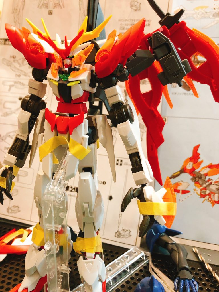 塗装前の全体イメージ。この状態だと、色味的に煉獄さんのようにも見えたりw今回は今までで一番塗装も多く、ミキシングも調整に苦労しましたが、その分最高の一体になったと思います!