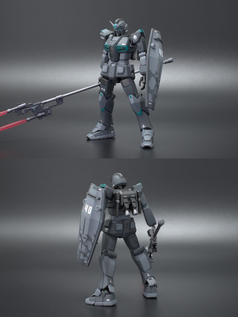 シールドはちょっとだけ迷彩柄に挑戦。まだまだ勉強が必要ですね;UVライトをゲットしたのでカメラアイを蛍光塗料で塗装して光らせてみました。めちゃ反射しますね。