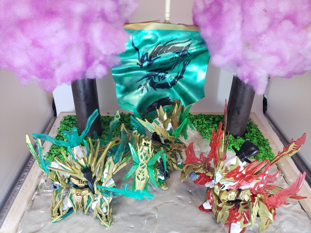 斜め上からの１枚。プラ板で作成した旗をメインになるように撮影してみました。