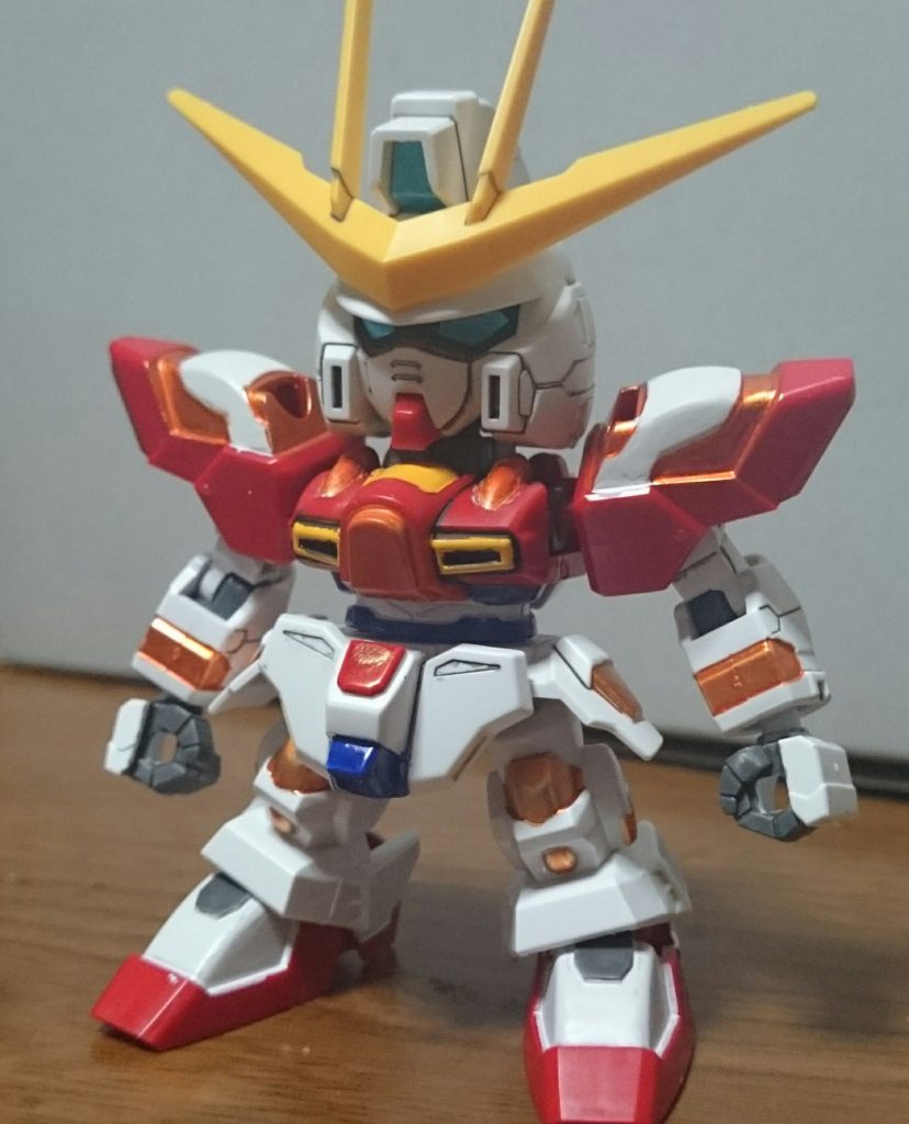 ・トライバーニングガンダムHGのバーストモードは装甲の一部をパージさせた状態で再現されてたけど、今回は固定なので、その一歩手前の状態を再現してみたっス塗装箇所は……・メタオレンジ……クリアパーツだった箇所・レッド……股間・バルバトスブルー……腹部、股間・ホワイト……腹部、明日・グレー……足・メタブルー……頭部センサー、ツインアイ・グレー下地のスミ入れ塗料ブラック……ツインアイ