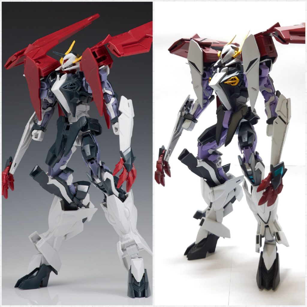 レベルソ形態　素組との比較レベルソは足の位置がイマイチだったので，2箇所のヒンジを内側に詰めてます。襟の部分も若干延長しました。