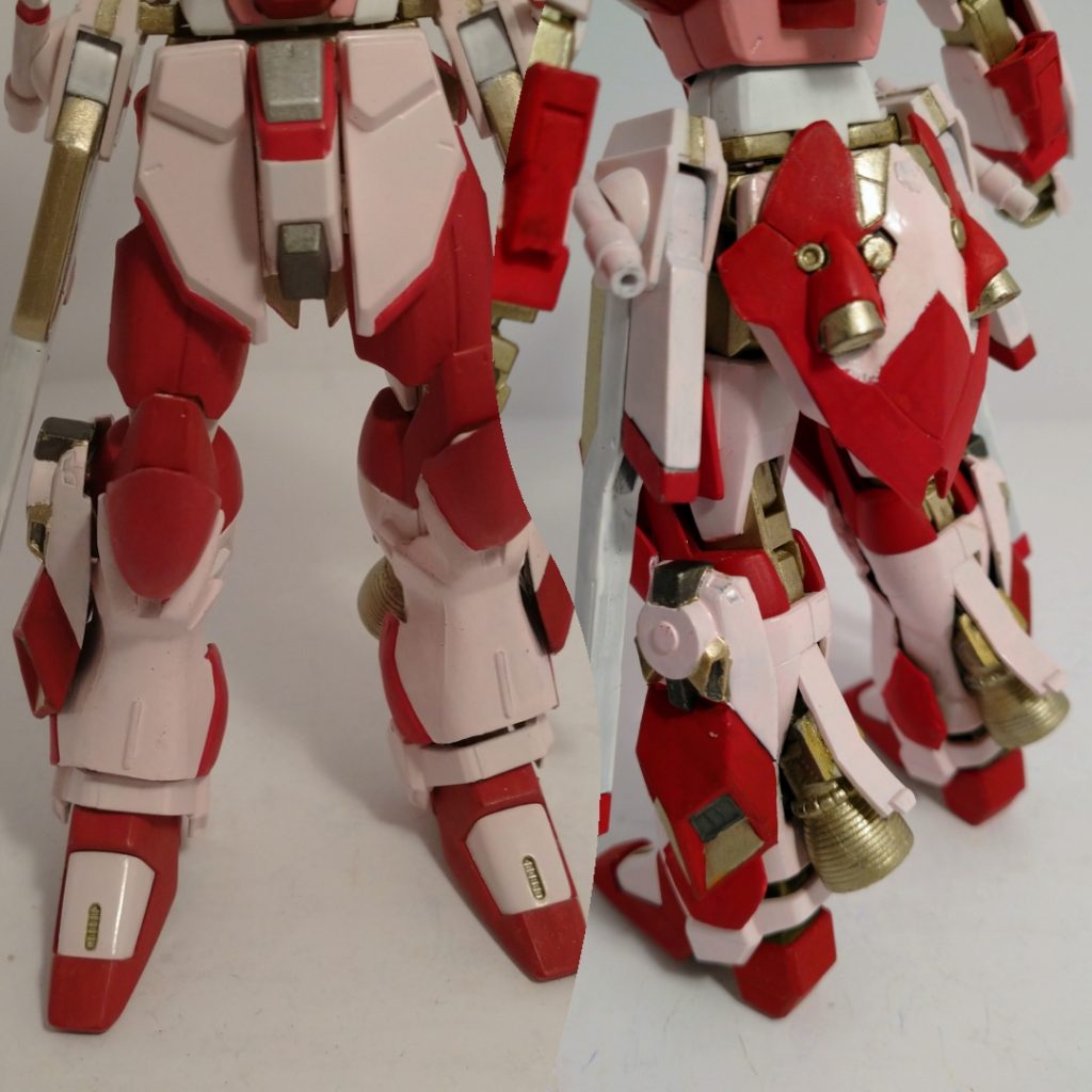 下半身のみ。前述の通り、脚部とリアスカートはガーベラテトラです。ふくらはぎのスラスターは、ガンダム6号機マドロックの物を使用しています。