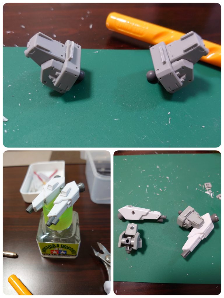 両肩には、バックバックに使われているパーツをビーム砲にして換装できるようにしています!(ꏿ﹏ꏿ;)