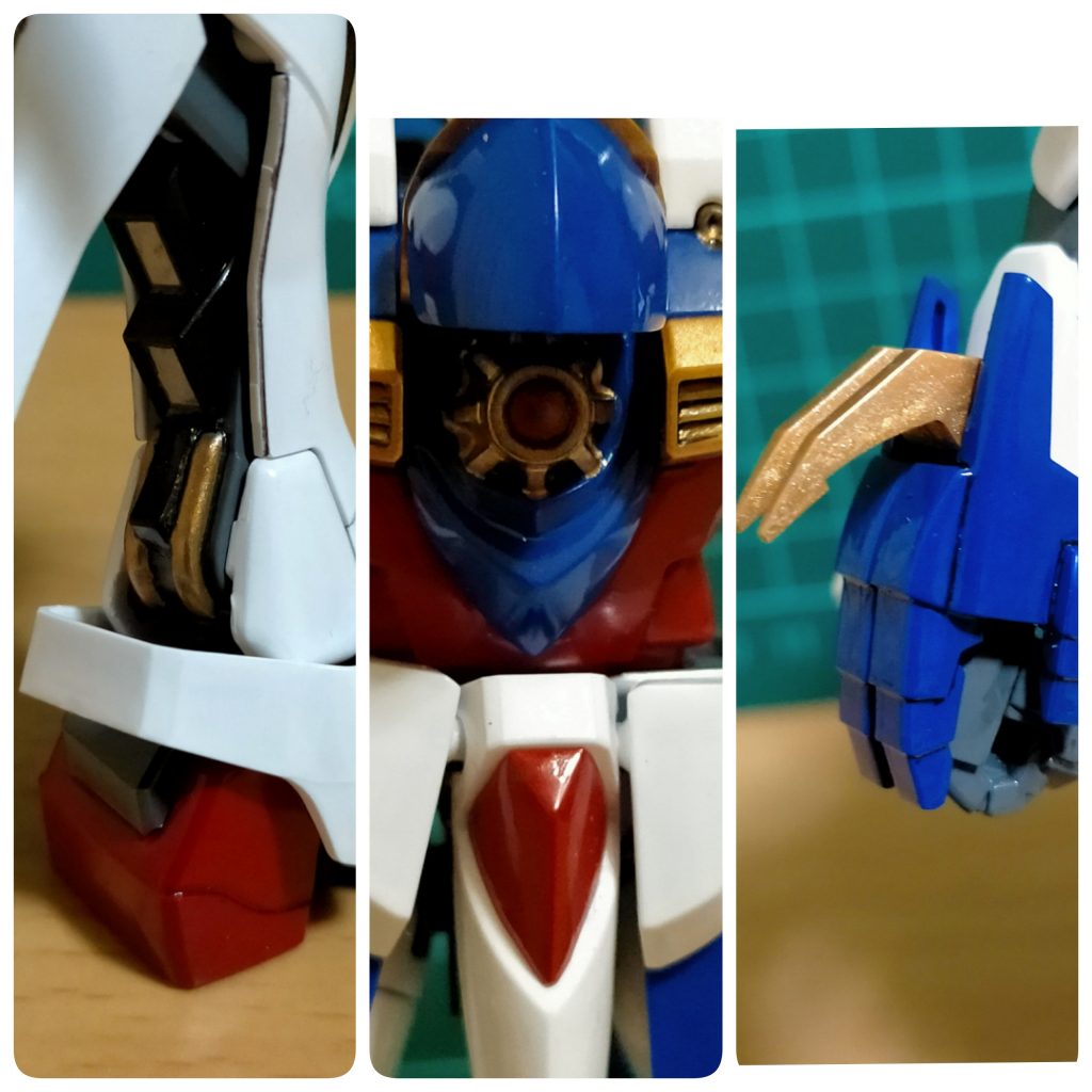 各所アップ　左から脚部スラスターエネルギーマルチプライヤーゲートゴッドフィンガープロテクター