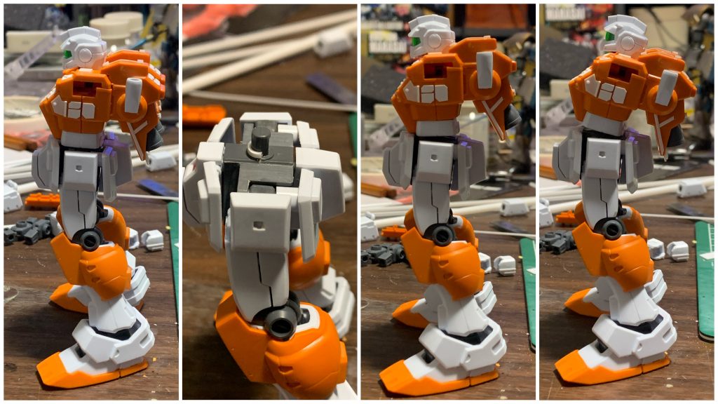 腰軸に半円のスペーサーをかませて、前後に軽くスイングできるようにしました