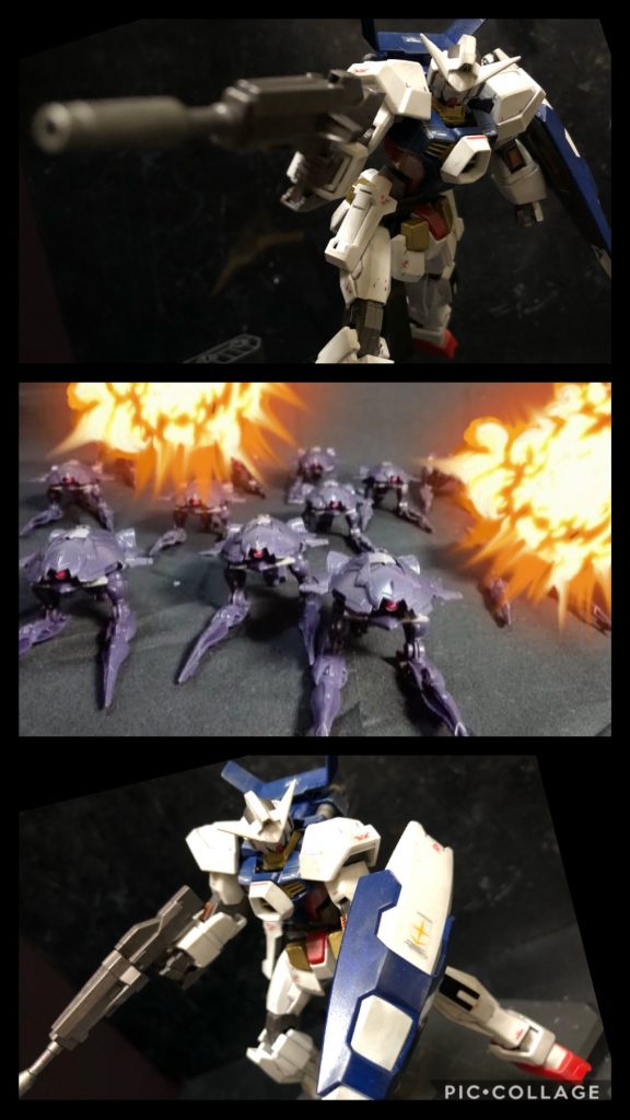 フリット「囲まれた!?」oyz「落ち着くんじゃ!ガンダムの装甲は特別製じゃ!ビームサーベルをつかうんじゃ!」フリット「わかった!負けるもんか!でやあぁぁっ!!」フリット「ハア、ハア....!」oyz「フリット!新たな敵!!MS型じゃ!!」フリット「あれは...!!空を...飛んでいる!?」??「.....。」フリット「戦わないのか!?ゴキブリが撤退していく...?」oyz「良くやったぞフリット。初勝利じゃ!研究室へ戻ってくるんじゃフリット。」フリット「うん....。」