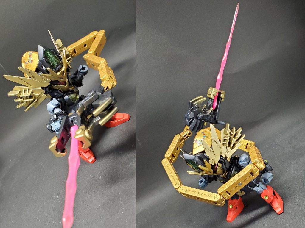 「キューティクルストライク」BSトンファーとVNクローを連結させ発生したビームの棍を長い髪ごと豪快に振り回すラプンツェル最大の必殺技