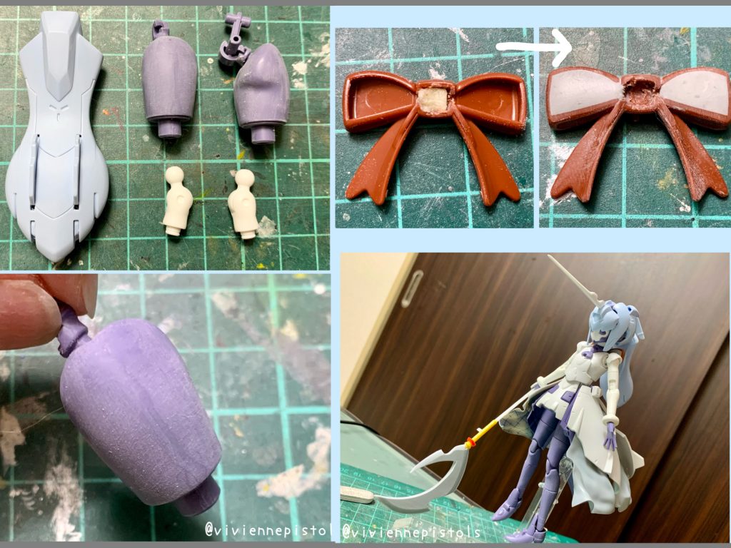 合わせ目消しとパテ埋めをしています。