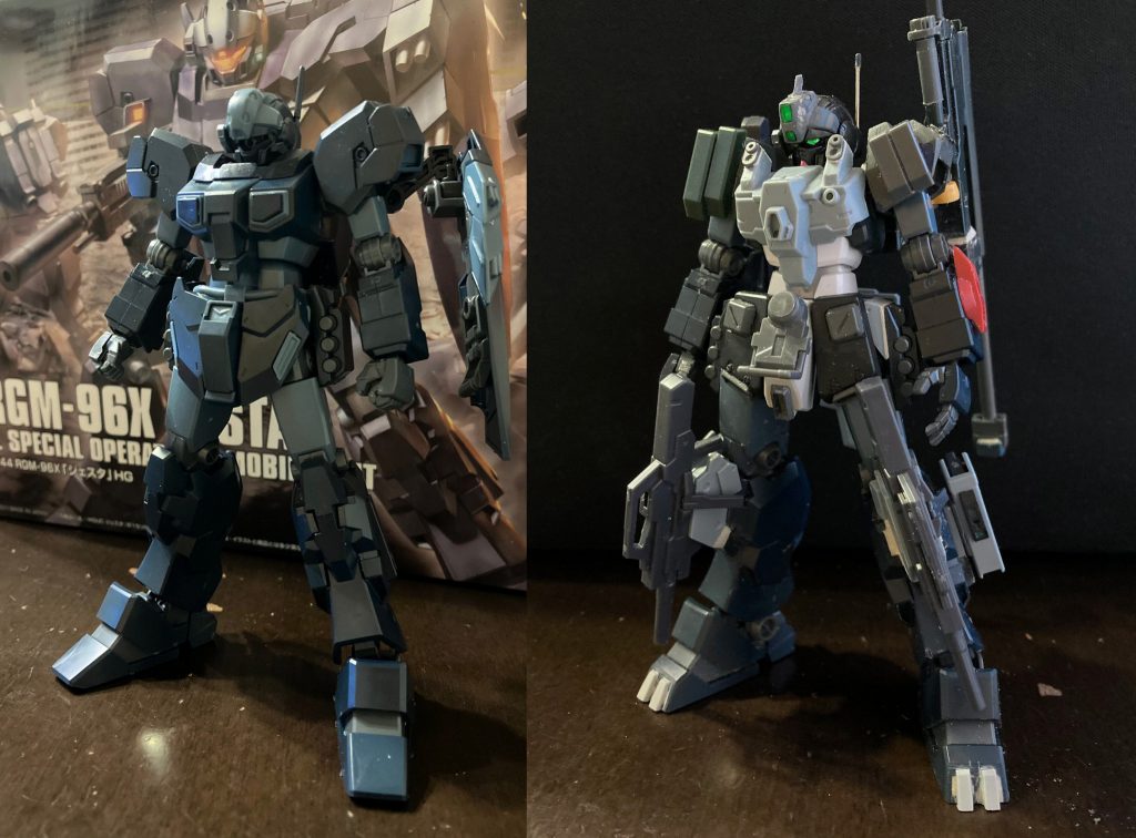 ジェスタをベースにミキシング改造を施して行きました。ジェスタ のガンダムフェイス移植は何気に難しかったです。<ミキシング内訳>ジェスタ + ケルディムサーガ + マークll + ヘイズル + アストレア + その他諸々