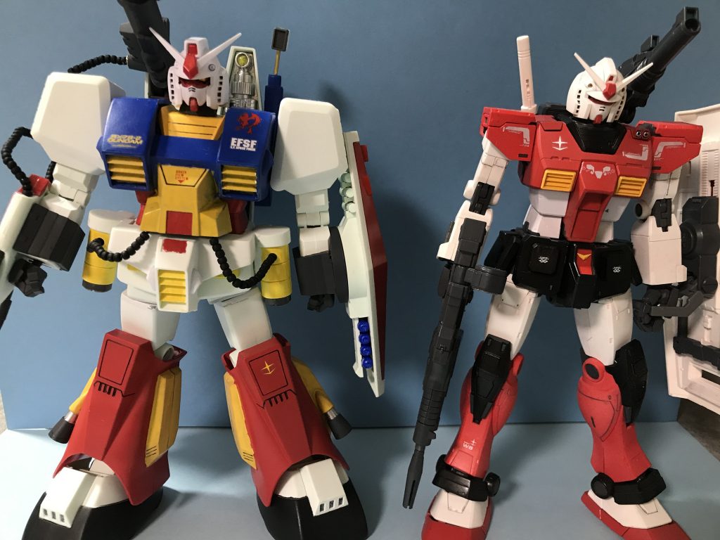 前回作ったorigin版のガンダムと並べてみるとこんな感じ