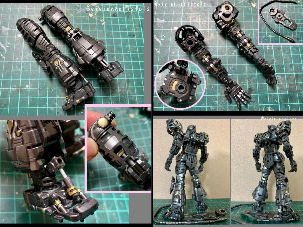 シルバーとゴールを使い、塗り分けをしています。