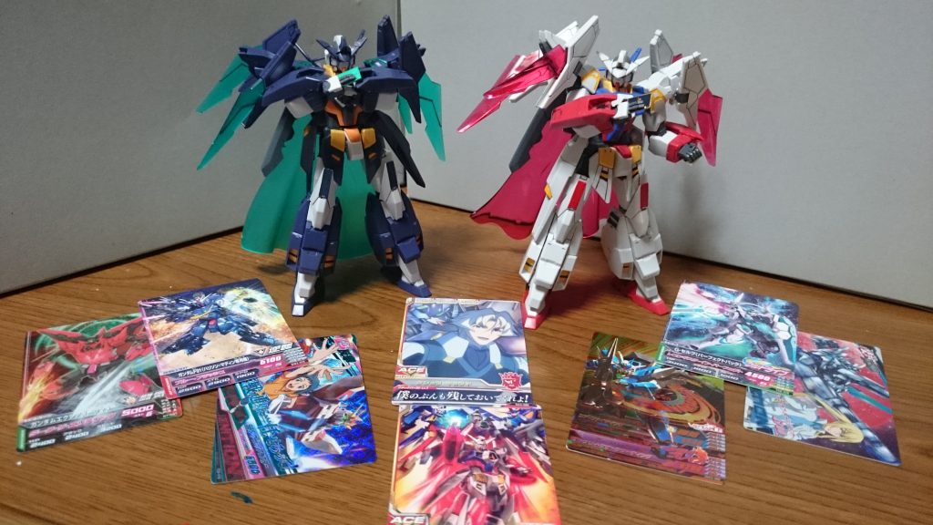 さようならトライエイジ！正直一度もプレイしてないし、リライズ最終回の影響で中古で少しカードを漁っただけだったけど、チャンプとスタービルドストライク、F91(ハリソン)のカードはお気に入りだったよ！！