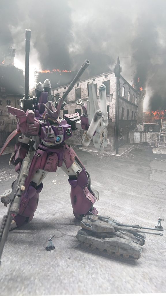 旧パッケージ風(地上だけど)箱庭技研のスクリーン。ちょっとスケール的におかしいか。しかもライトが強すぎたか。61式戦車と兵士は筆塗り。