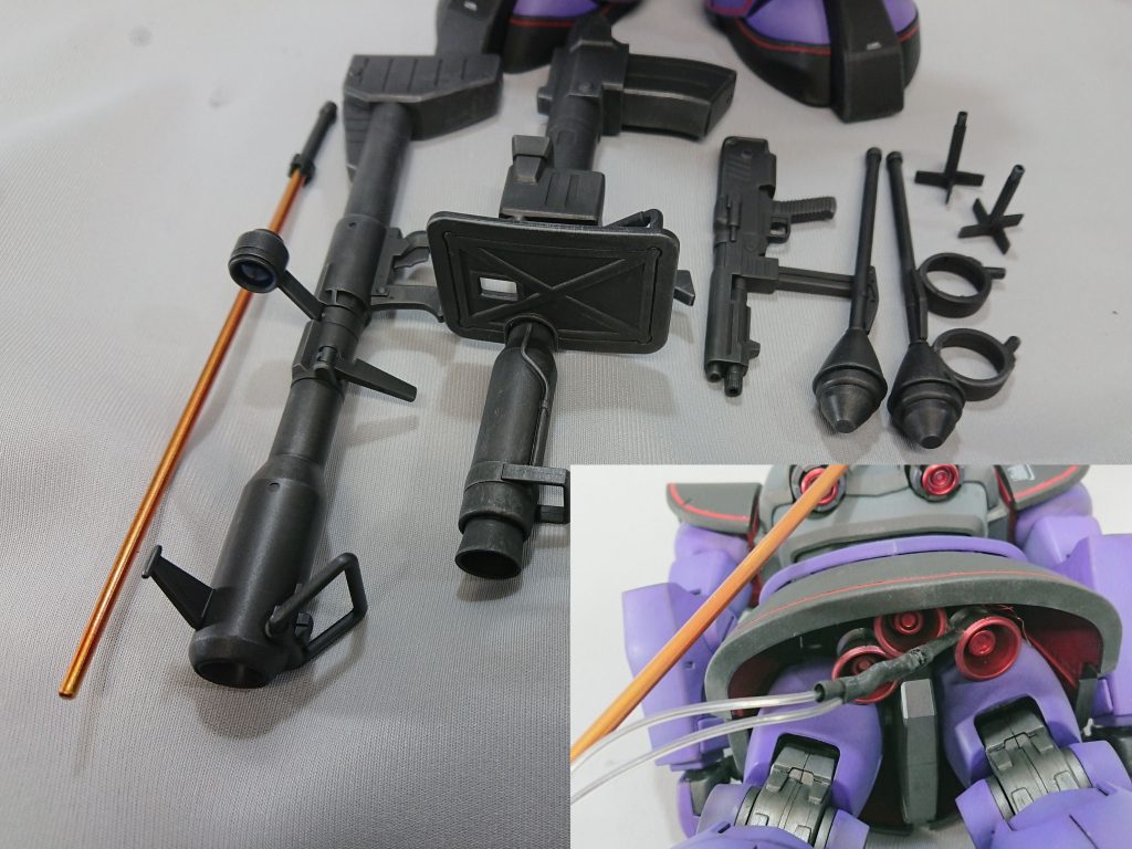 武器はすべてグラファイトブラックで、電源とスイッチは外部でコネクタはスカート下にあるので、取り外すと、リード線は見えません。