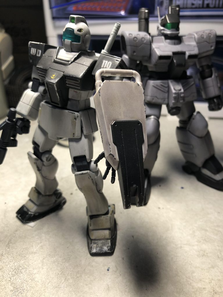 前に作ったジムも今回改めて陸戦型用シールドを持たせられるようにして、コロ落ち度がUPして嬉しいです！