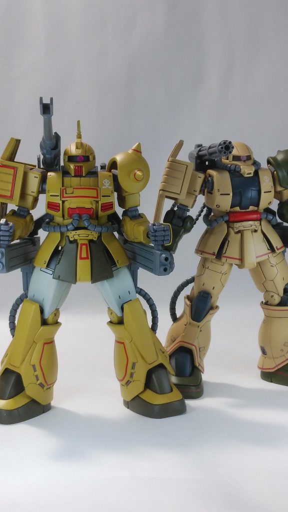 ザク・ハーフキャノンとのツーショット。このザク・キャノンはジオン系MSの中でもお気に入りのMSなので、こういった形で立体化されたことは大変喜ばしい事です。