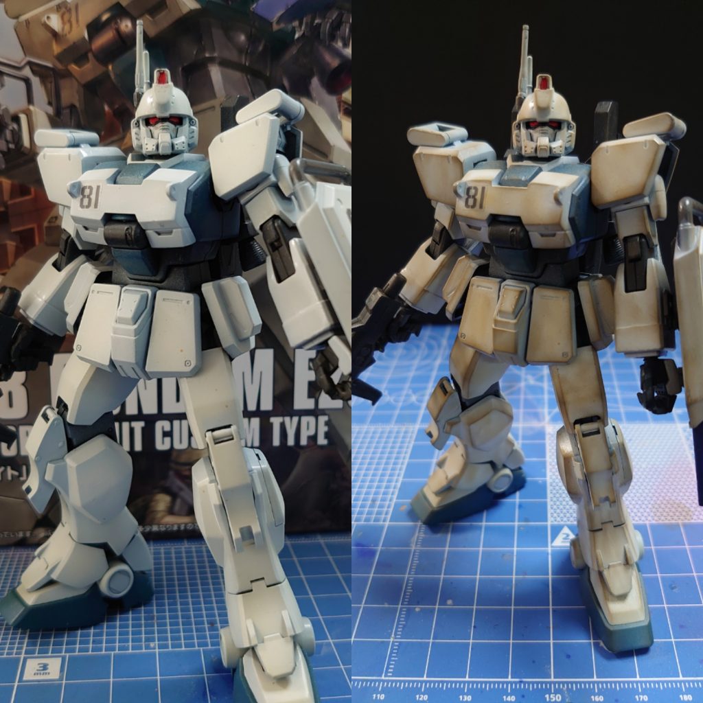 Ez8。塗装してからウェザリング。しかしながら汚すのに抵抗感を感じたのと、腕の関節が壊れたので作業もここまででストップ💦