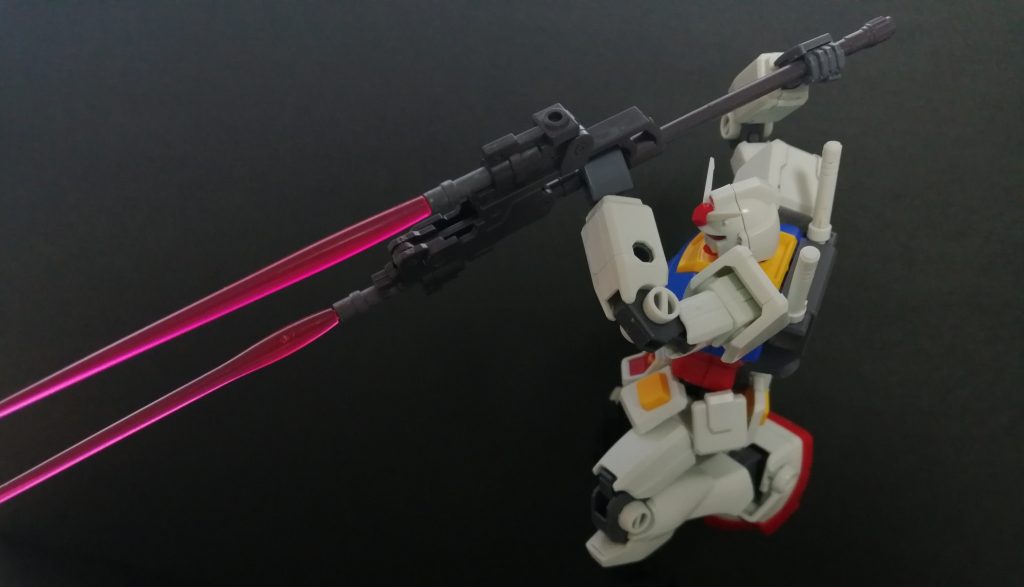 スピアを逆向きにすると突きのポーズに