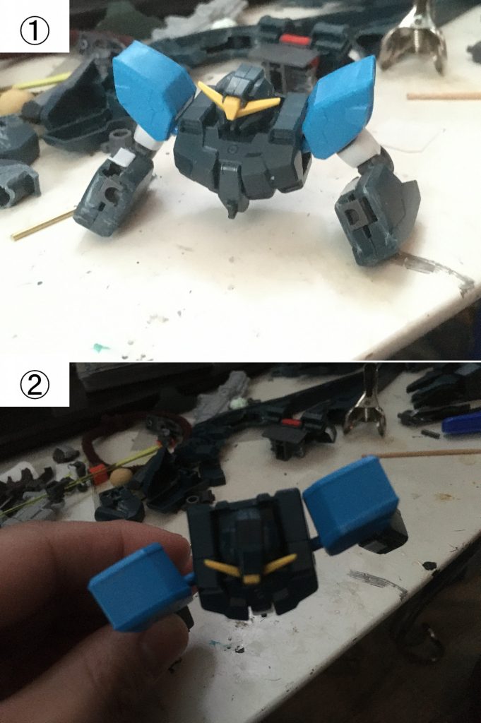 完成図はこんな感じ、見た目には問題はなさそうでしたが、腕を前に出した時に、方が落ちて、少々情けない形に・・。