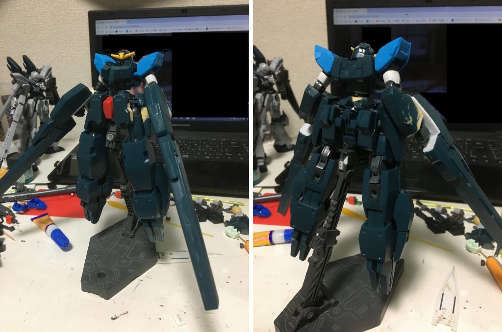 全ての工程が済み、完成した姿がこちらです。クアンタのパーツで思いの他うまく出来ました。因みに本来足の改造もいるのですが、今回は雲山という足がない妖怪をイメージしたため、割愛しました。