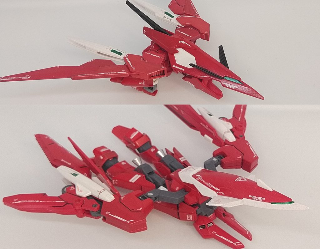 追加機能としてトップファイターとボトムファイターに分離すること可能。ボトムファイターの機首は分離する時にどこからともなく現れます(笑)シールドはメテオホッパーと同型でカラーはTV版ウイングガンダムと同じようになっています。