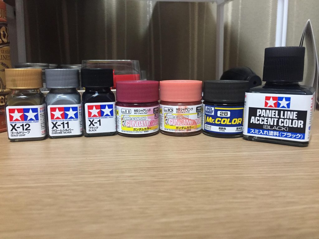 使用塗料一覧です。初めてのエアブラシ塗装で塗料の希釈など戸惑いましたが、楽しく作れました。閲覧ありがとうございました。