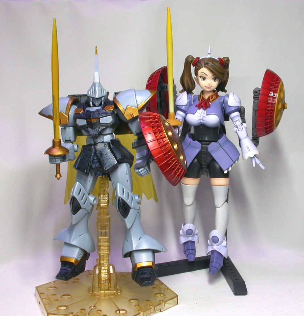 最後にギャン子ちゃんとモビルトレースシステムで人機一体2ショット。ギャンスロットはパチ組したままだったので実験がてらとは言え、キレイに仕上がって良かったです。