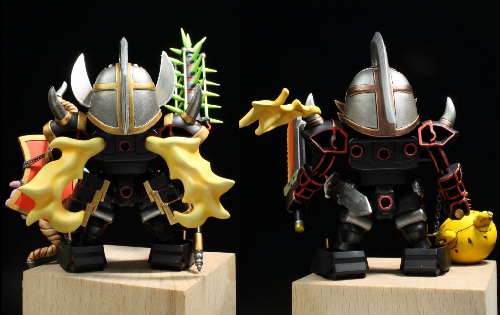 背中はこんな感じ。豪快な肉抜きは埋めずに赤く塗って、逆に目立たせる方向で。黄化ウイルスの影響で体がポリゴン欠けを起こして、ワイヤーフレームが露出しているようなイメージです。