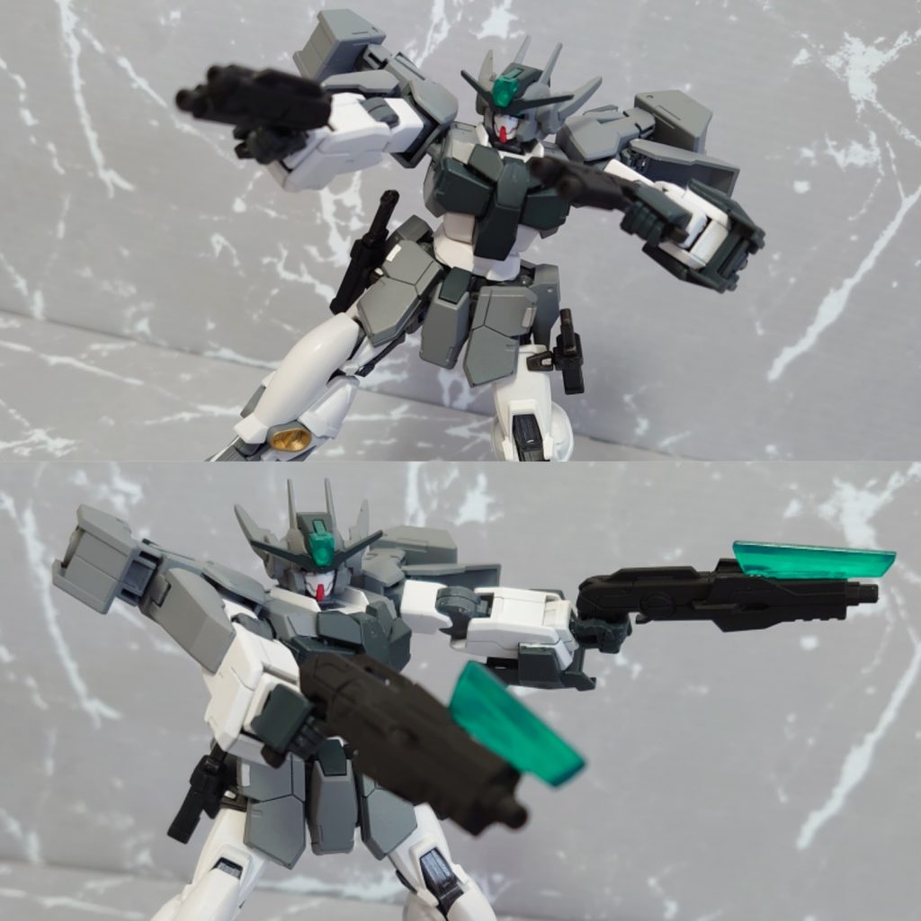 GNピストル　取り回しが効く基本兵装。銃口にデバイスを追加することでGNショットガンとしても機能する。