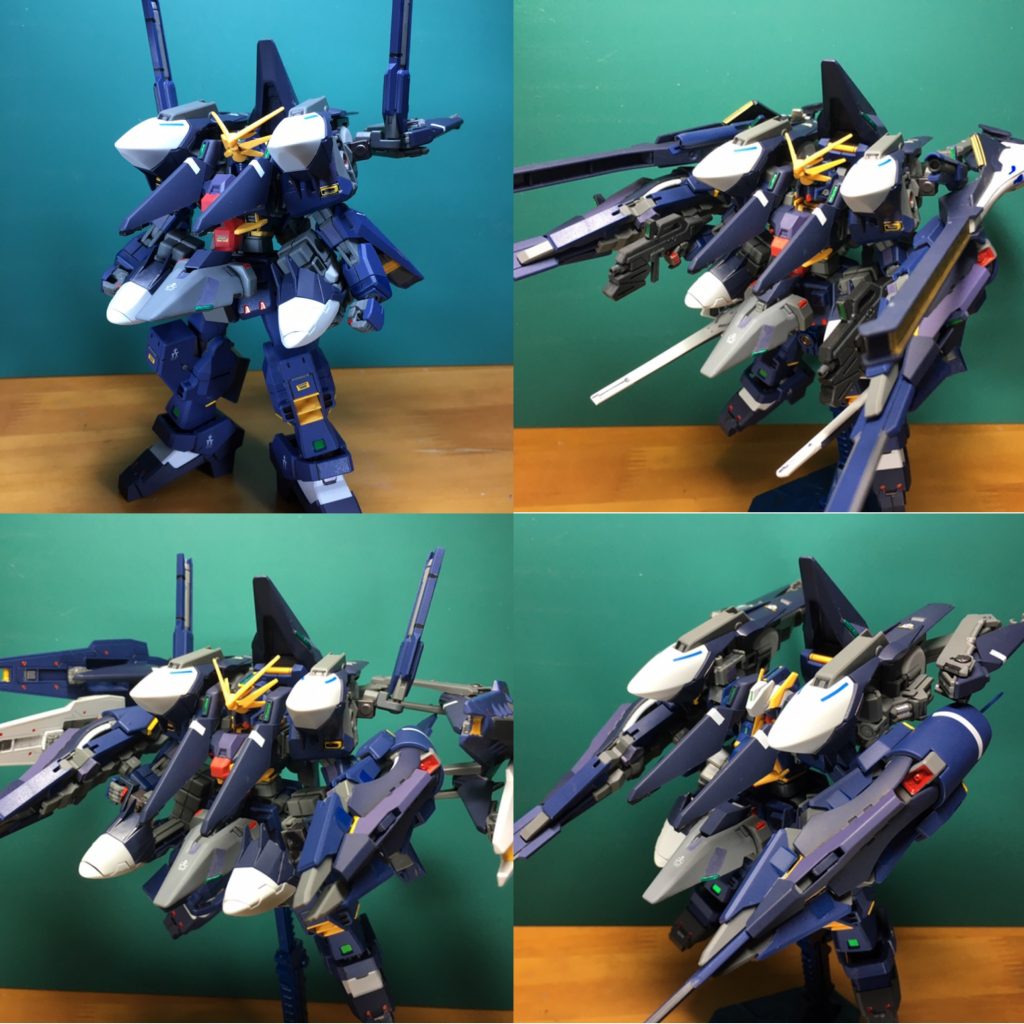 １：ガンダムTR-1[ハイゼンスレイ・ラーⅡ]２：ガンダムTR-1[ハイゼンスレイ・ラーⅡ](カノネード・クルーザー)　ウインチキャノン(プリムローズ)×2、強化型ウインチキャノン(フルドドⅡ)×2、ビーム・ライフル×2を追加した火力強化型。大火力による敵陣の突破を目的とする形態である。３：ガンダムTR-1[ハイゼンスレイ・ラーⅡ](ヘキサブースト・クルーザー)　シールド・ブースター×4、コンポジット・シールド・ブースター2基を装備した機動力強化形態。推進力は先述のクアドラ・ブースター以上に高い推進力を誇り、最大出力では人間の耐えられる限界ギリギリの速度に達する危険性をはらんでいる。４：ガンダムTR-1[ヘイズル・ラーⅡ]