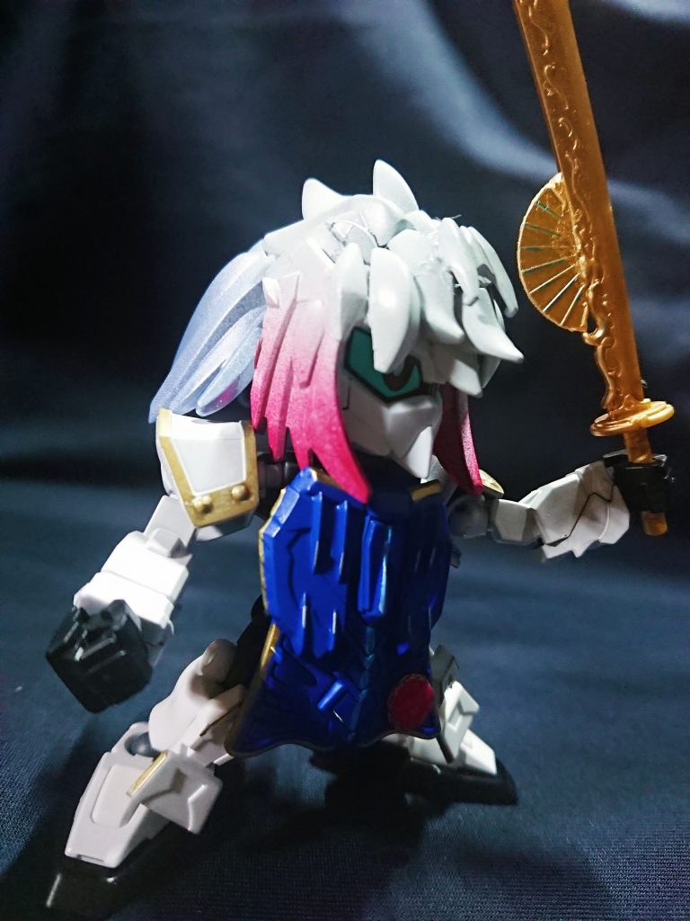 制作案自体は過去からありましたが、パテプラ板無しでは頭髪や服装にアイデアが浮かばず、ロマサガ版にしようかと悩んでいました。今回も三国創傑伝をベースに服装等は塗装で誤魔化して再現しました。