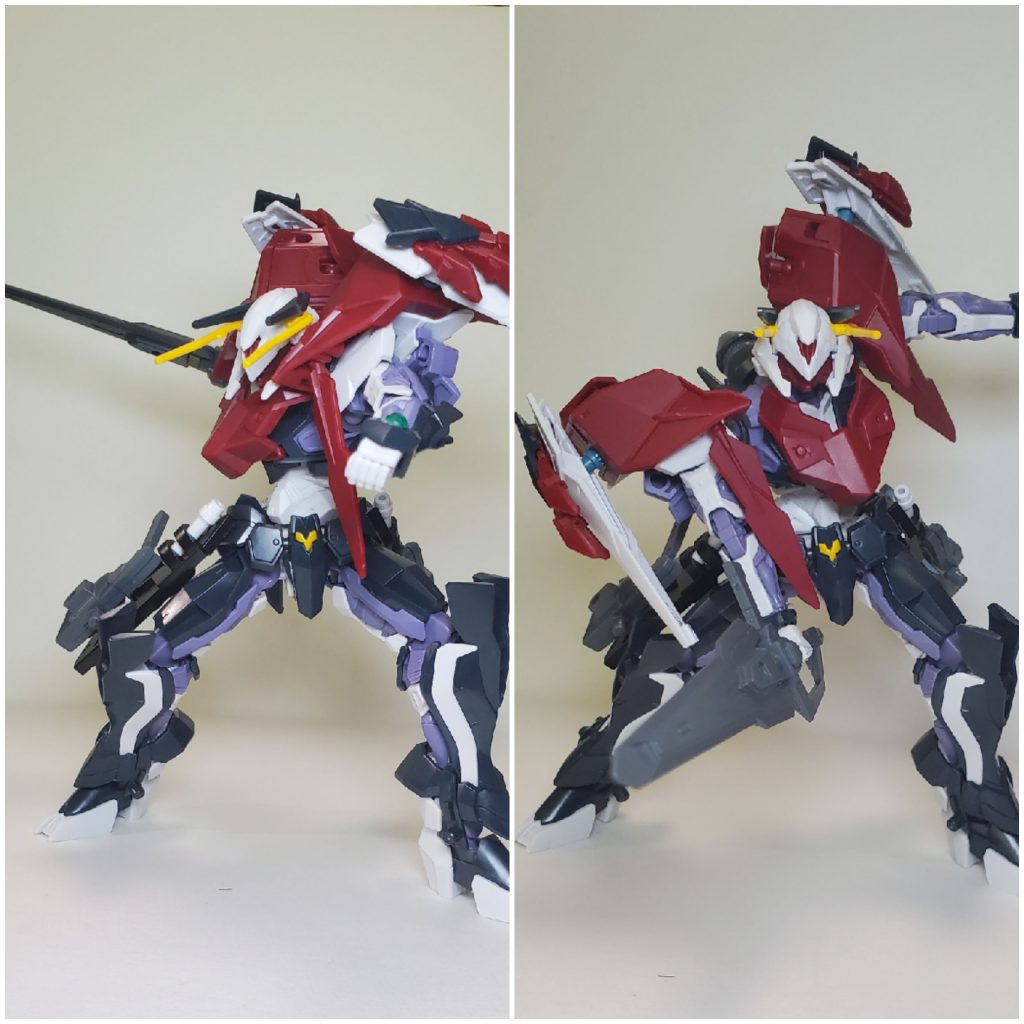 肩アーマーのユニットはビームガンとしても運用出来る他、GNフィールドの展開制御装置としての役割もある。