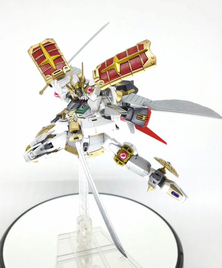 最後はサムネイルの写真を文字抜きで😊SEEDの機体は逆手持ちが似合う🙌以上、武者ジャスティスナイトでした。感想コメント頂けるととてもうれしいです。最後まで閲覧ありがとうございました。次回を待て(゚∀゚)ノ