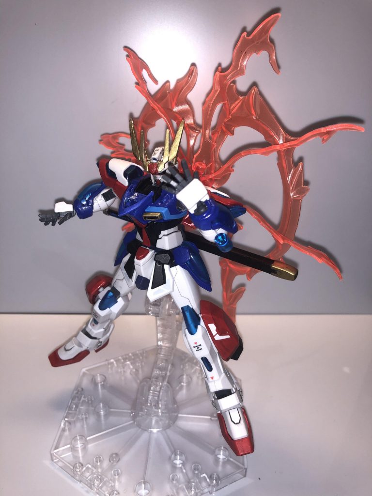 バックパックをパージし機体の全粒子を機体にまわすことで背中に炎の翼を形成し、｢オーバーブーストモード｣が発動する。巨大MAをパンチ1発で吹き飛ばしたり、トランザムを発動している機体を翻弄したりと、通常時とは比べ物にならないほどスペックが上昇する。