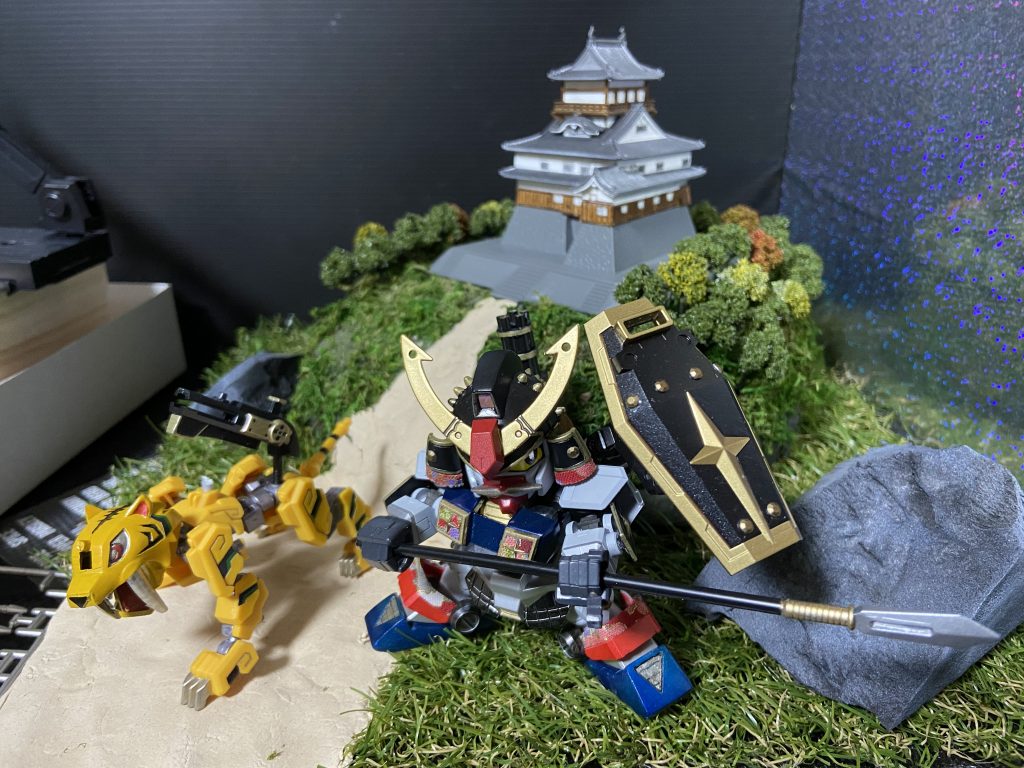 スケールが違うので、背景的に見えるよう少し高い位置に城を配置。道を先細りにし遠近感を出してみました✨