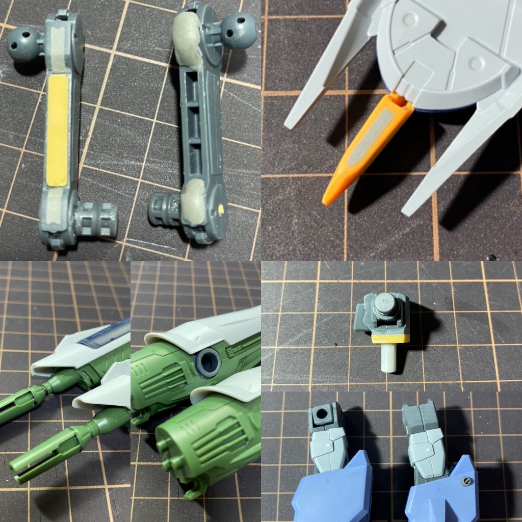 主な工作脚部2mm、腰2mm、フロントアーマー3mm程延長しスタイル変更。スリッパ部分も形状変更しています。モールドの掘り直し、メタルパーツ等によるディテールアップとパネルラインの追加を行いました。