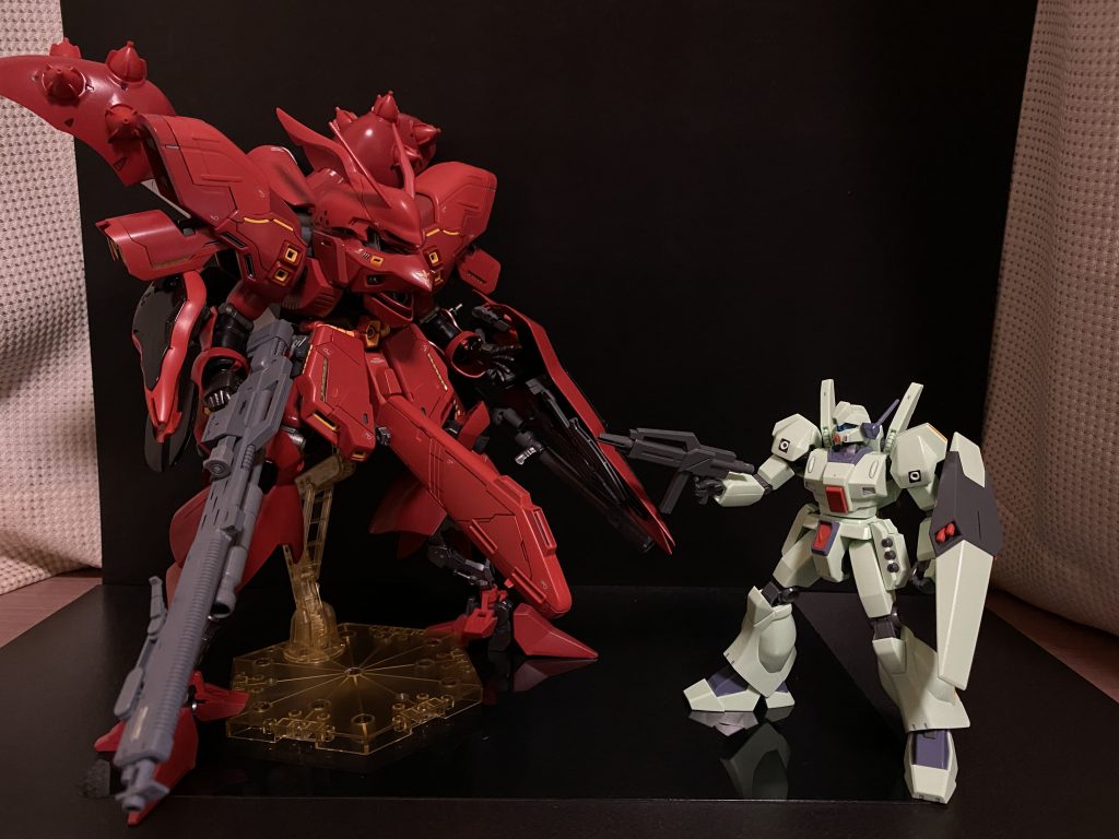 サイズ比較の為、ジェガンさんと。HGですよ。