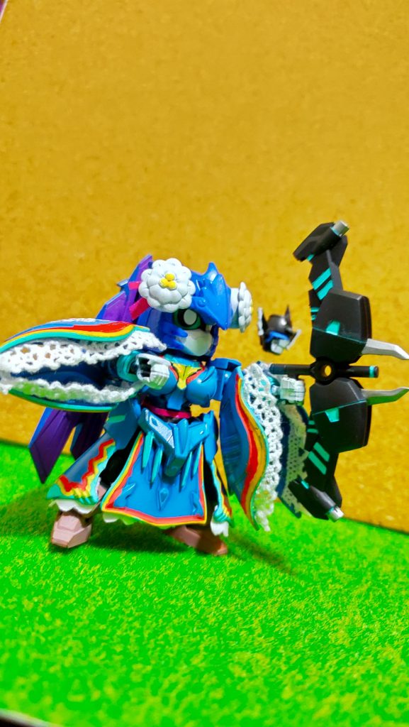 武器は重弓・義我守流伏主(ギガスルプス)その重量ゆえに機動力が落ちるが威力が高いまた重さと頑丈さを活かした鈍器にもなる