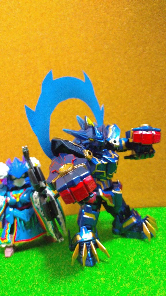 スマホゲームのキャラでグッズも少ないのでガンプラで作ってしまいました創傑伝シリーズは白猫のCGに近いプロポーションなので見立てしやすいですね