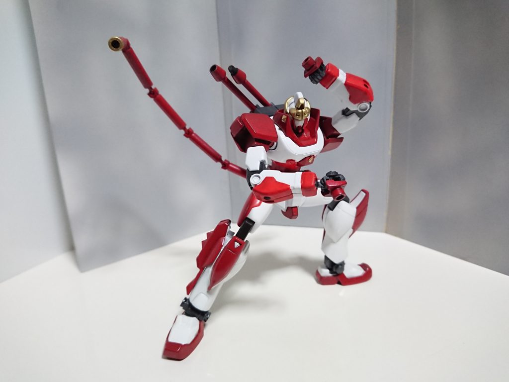 素材頭 レジェンド胴 エルドラブルート肩 ジム3腕 ガードフレーム腰と腿 ビルドバーニング 足 DX バックパック GM/GM 人型だけど猿みたいに見えるように腕をフリーダムの手首で少し伸ばしてます。