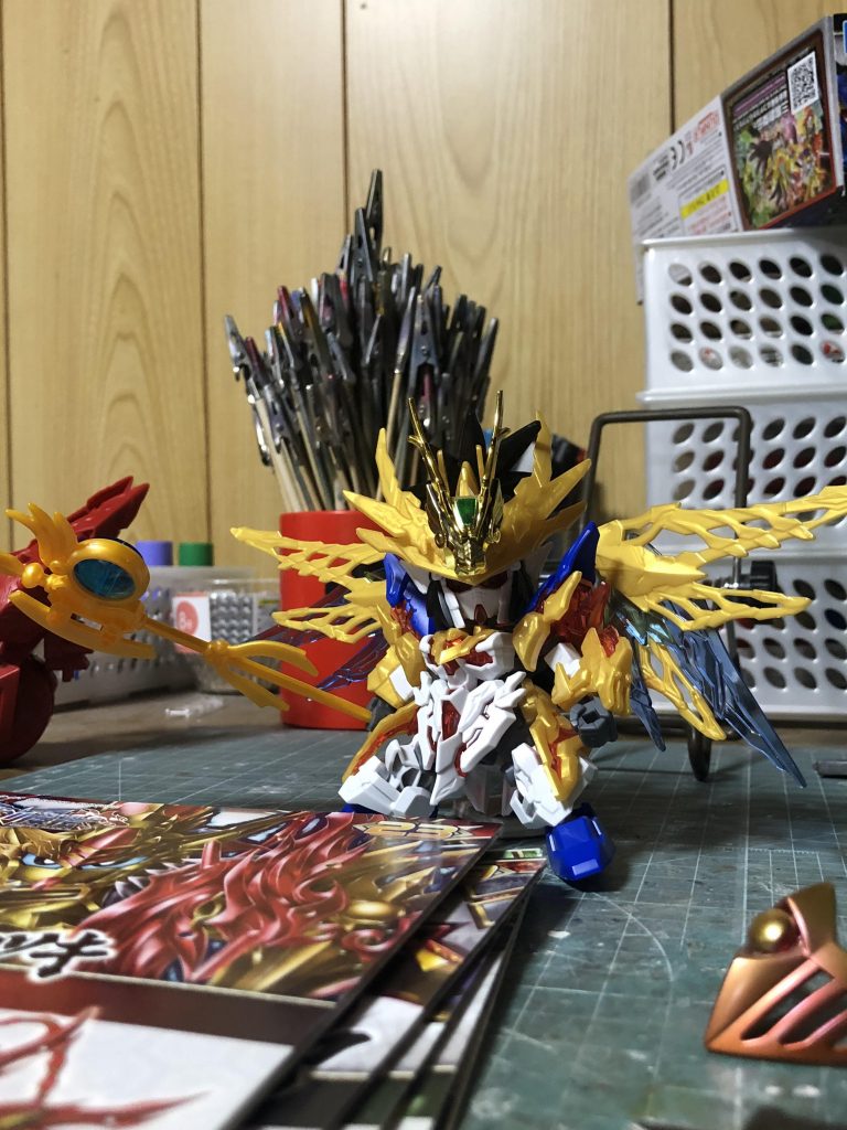 今回も進捗は撮り忘れたので、仮組みの写真のみ。諸葛亮フリーダムのウイングはどのキットに付けても似合うという所から始めました(笑)