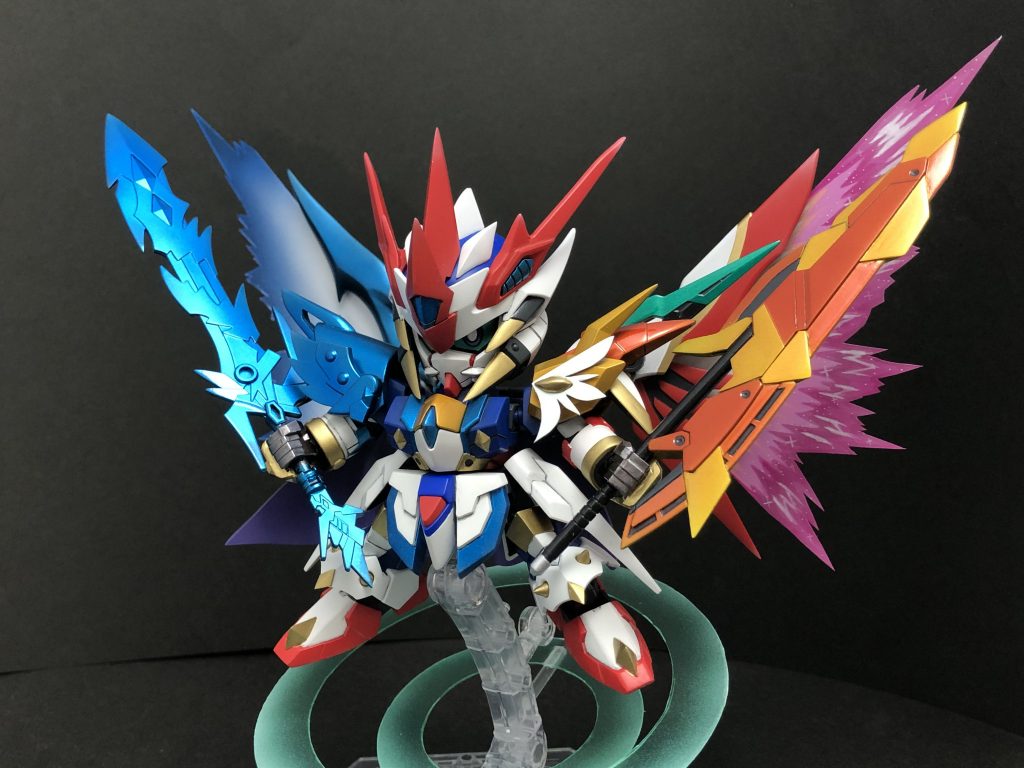 更に飛行形態。光の翼とエフェクトを追加。