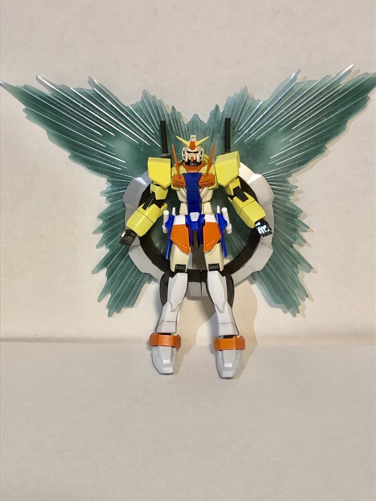 そして、Oガンダムと言えば「GNフェザー」花丸モチーフ機のベースにOガンダムを選んだ理由は、名前のダジャレという面もありましたが、このフェザーが未体験HORIZON衣装の羽っぽくないか？という思いつきから始まったからです。