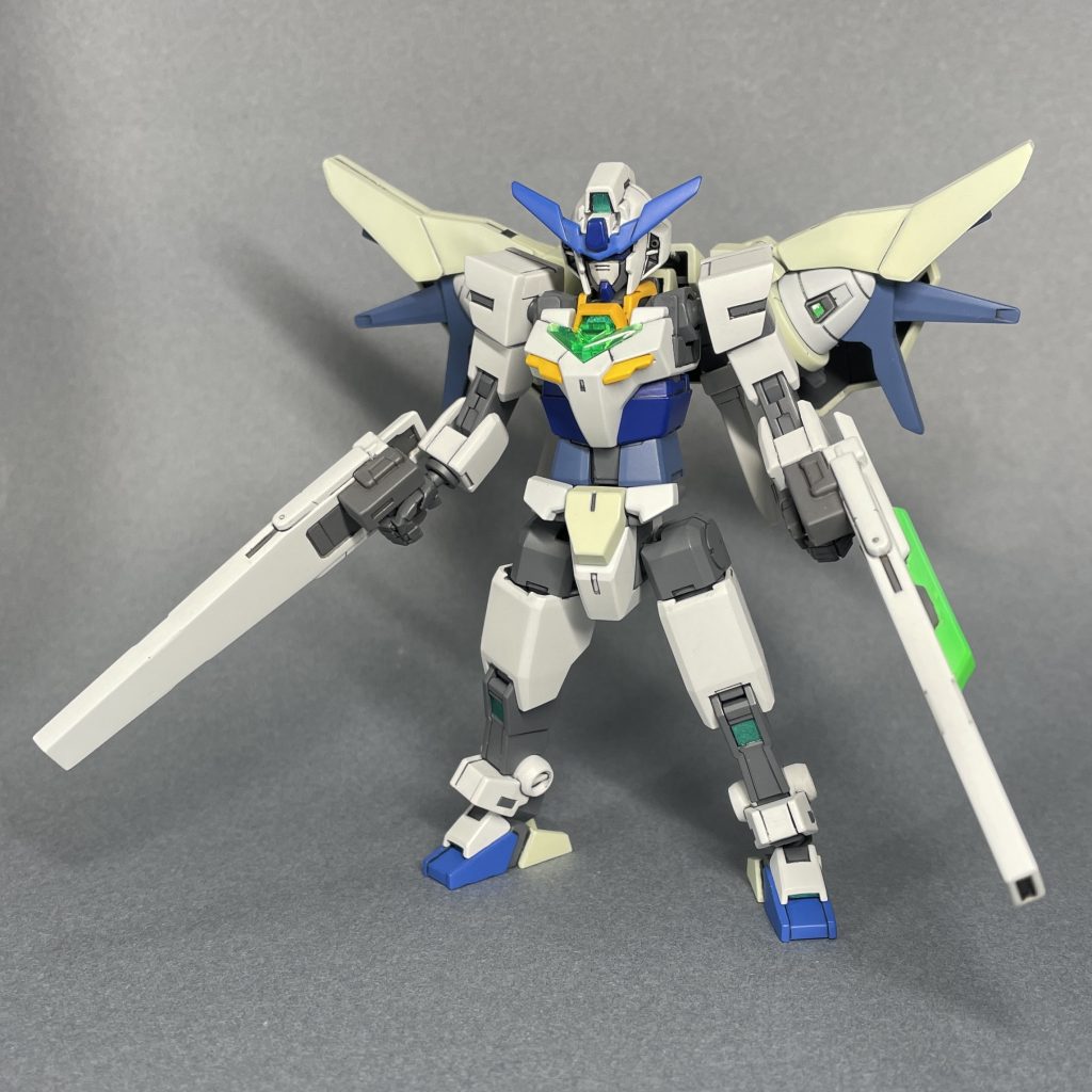 GNアーチャーのライフル装備　前から　GNドライヴの高出力が生かせるのではないかと思い、GNアーチャーのライフルをパーツ購入して製作し、持たせました。