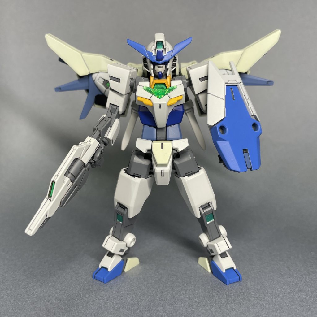 正面ダブルオースカイメビウスカラーに塗装したので、GNドライヴが似合います。