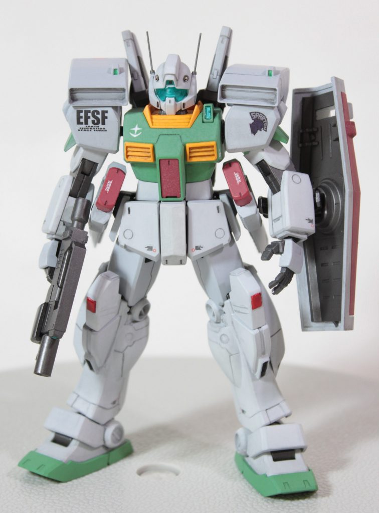 ■カラーレシピ本体グリーン＞白+No.66 デイトナグリーン+No.312 グリーンSF34227本体グレー＞白+No.306 グレーFS36270コクピットハッチ、シールド他の赤色部＞No.81 あずき色+No.68 モンザレッド+白+黒襟、胸部ダクト他の黄色部＞No.58 黄桃色。武装類、関節等＞No.28 黒鉄色+No.78 メタルブラック（半艶）バックパックのバーニアノズル＞No.61 焼鉄色（半艶）