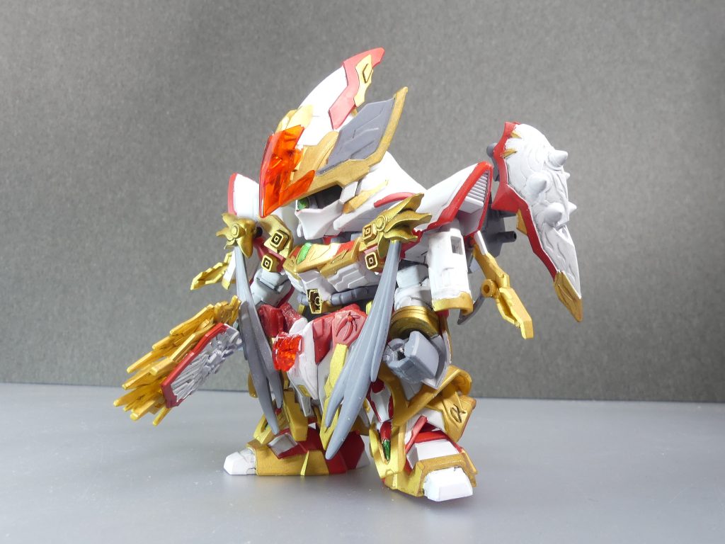 【ガンプラデータ】ベース：ＳＤ三国創傑伝　張遼サザビー使用：ＳＤ三国創傑伝　諸葛亮フリーダムガンダムＳＤ三国創傑伝　貂蝉クシャトリヤ　など･･･その心は、まさにお芝居でしょう。ある意味今日の本題です。創傑伝の配信中に紹介しようと思っていたらいろんな理由でずるずると完成や撮影が延びて気がついたら完結してたという一機。「NEXus」でも当然あるＳＤ枠となります。