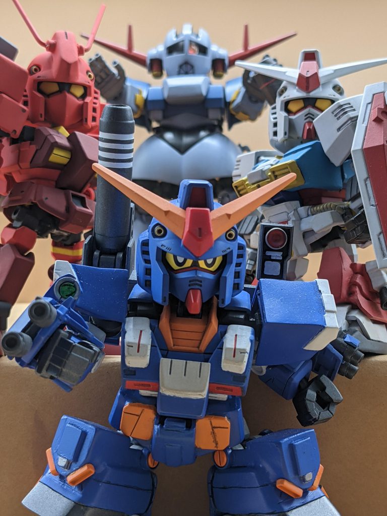 都合4体プラモ狂四郎関連を制作した記念に、ROBOT魂パーフェクトガンダムⅡに同梱のイラストっぽーーいレイアウトで。制作中は精神的にも肉体的にもすさんだ状態が続いていたんですが、コイツ完成させたいって気持ちがあったのでなんとか耐えれた部分があったと思います。ありがとう、レッドウォーリア…🥺という訳で次回もなんとか🆙出来るようにガンバります😺