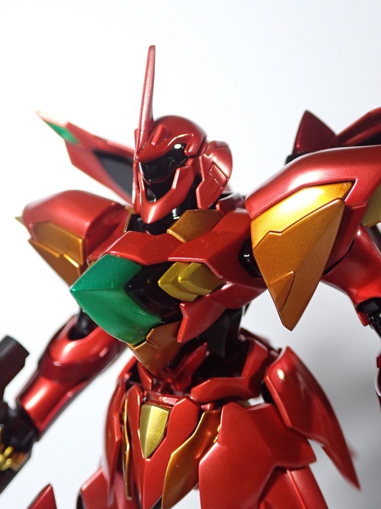 塗装レシピ備忘録ク：クレオス，ガ：ガイアノーツレッド：ク8シルバー → ク202スーパーゴールド2 → ク47クリアーレッド+ク50クリアーブルーダークレッド：上記レッド → ガ43クリアーブラックイエロー：ク8シルバー → ク202スーパーゴールド2 → ク48クリアーイエロー+ク49クリアーオレンジオレンジ：ク8シルバー → ク202スーパーゴールド2 → ガ46クリアーブラウン → ク48クリアーイエローグリーン：ク8シルバー → ク90シャインシルバー → ク138クリアーグリーンブラック：ガ32アルティメットブラック 又は タミヤエナメルX-1ブラック