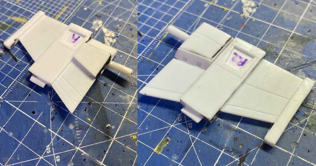 翼部はプラ材でフルスクラッチしました。